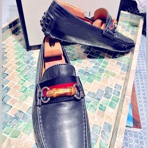 GUCCI Mens Sylvie Web Accent Loafers in Navy, Excellent Condition & SO Comfy!